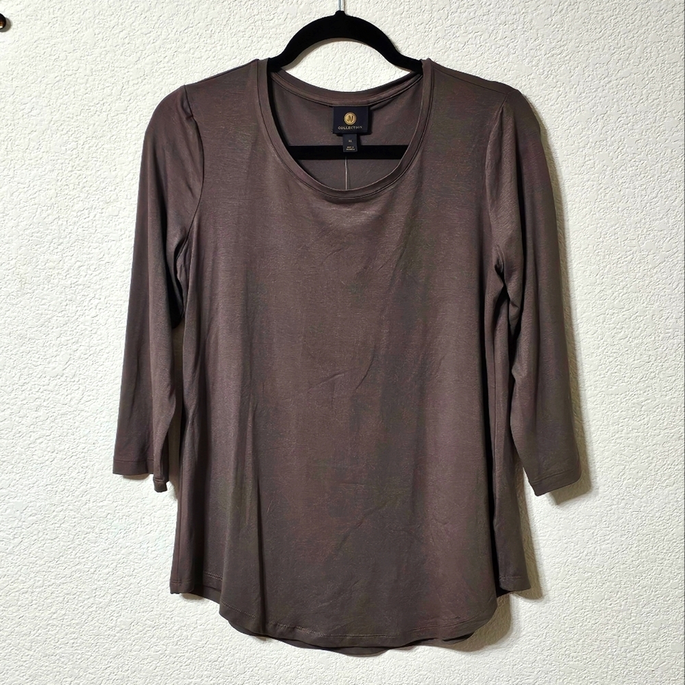 JM Collection Shirt Womens XS Scoop Neck 3/4 Sleeve Stretch Pullover Top